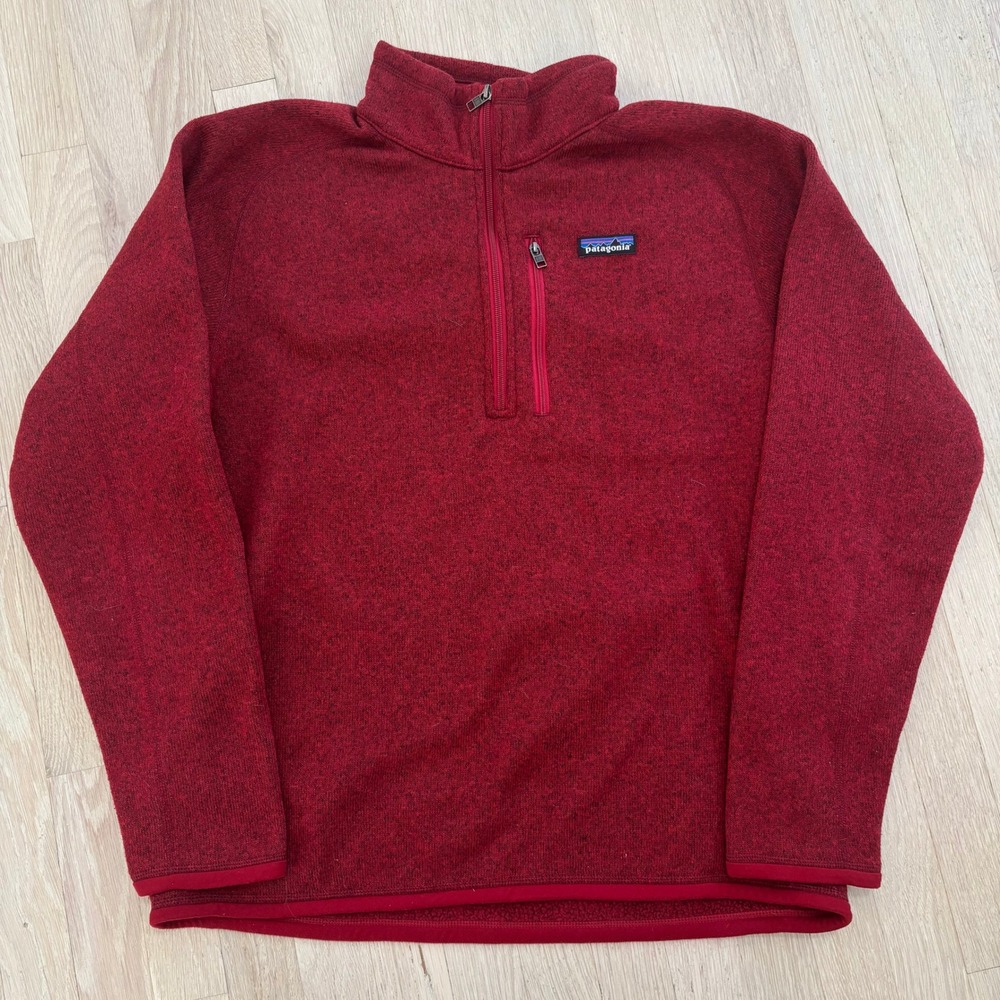 Patagonia Better Sweater 1/4 Zip Mens Large Red Excellent Fleece Pullover